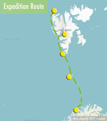 tromso to spitsbergen route map